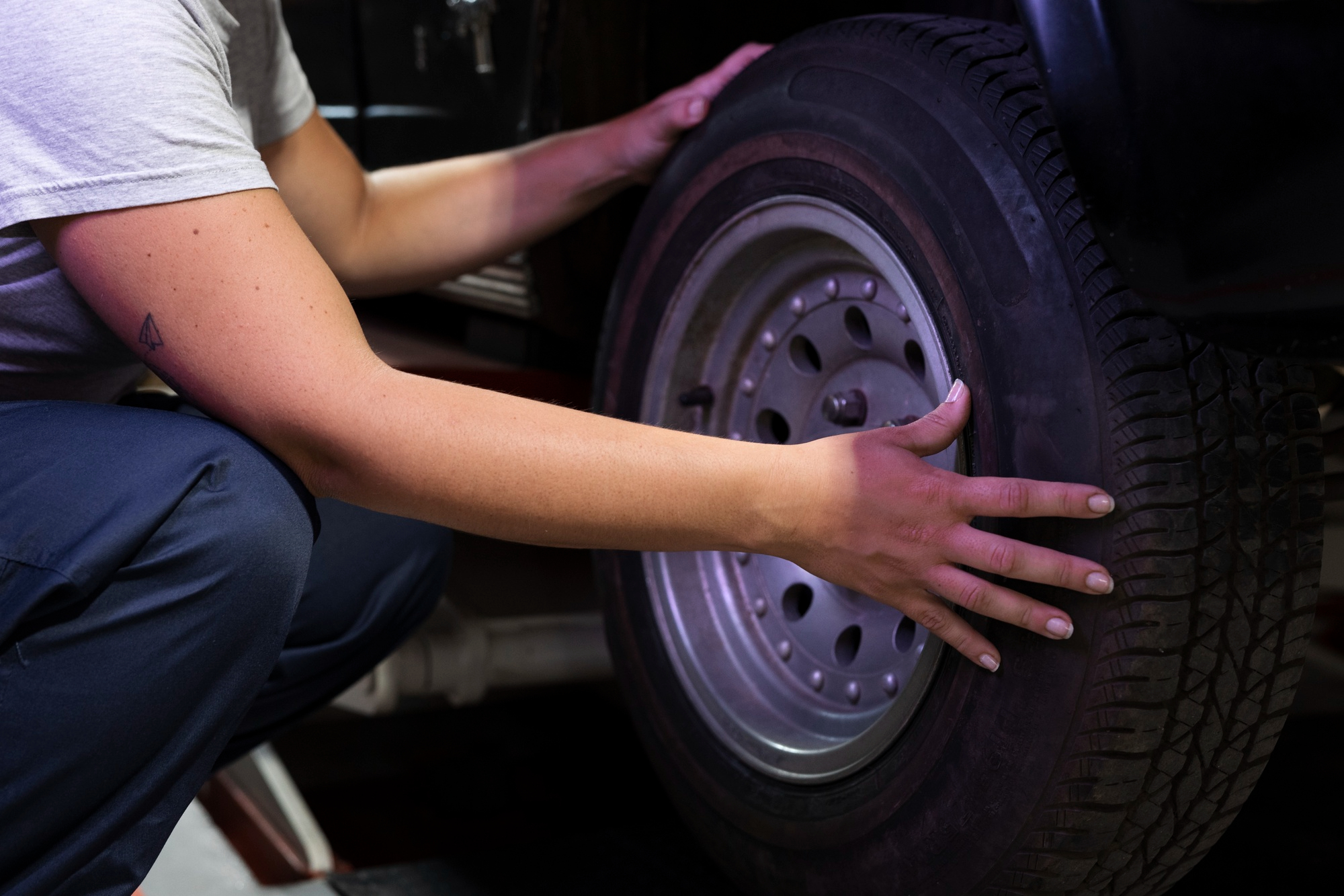 Mechanic working on tire repairs